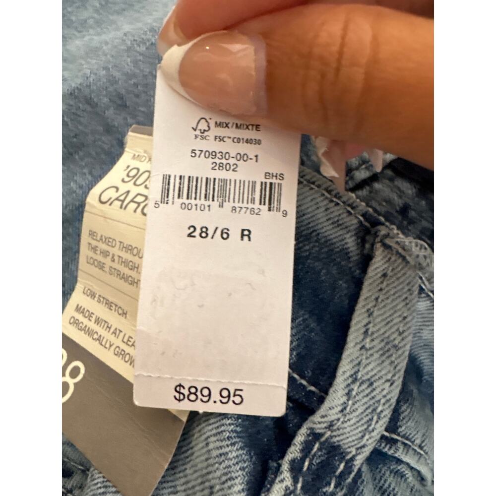 NWT Gap Size 28 Mid Rise '90s Loose Cargo Utility Baggy Denim Light Blue Jeans - Picture 5 of 7
